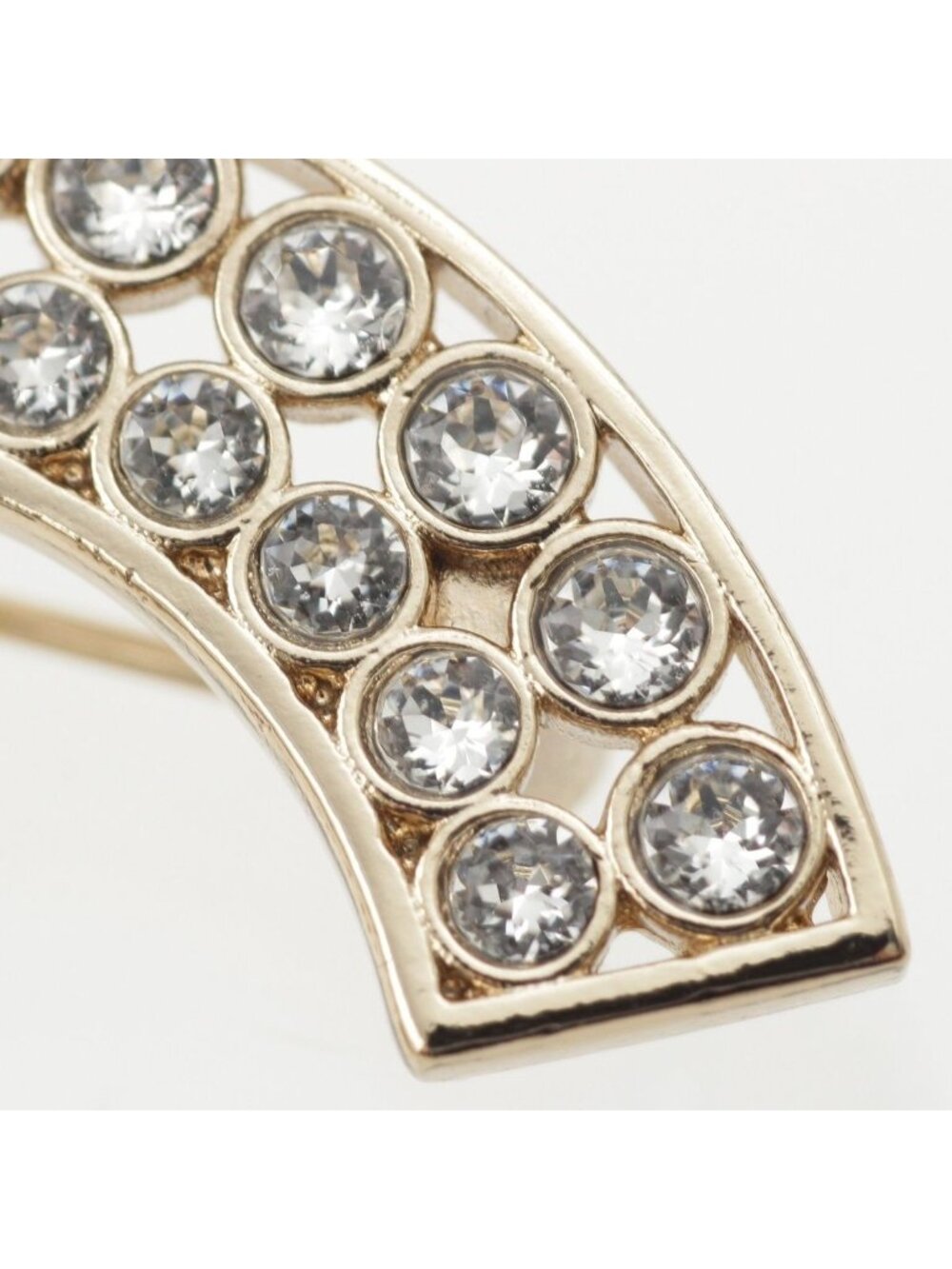 Chanel Metal Rhinestone CC Logo Brooch Gold - Picture 5 of 10